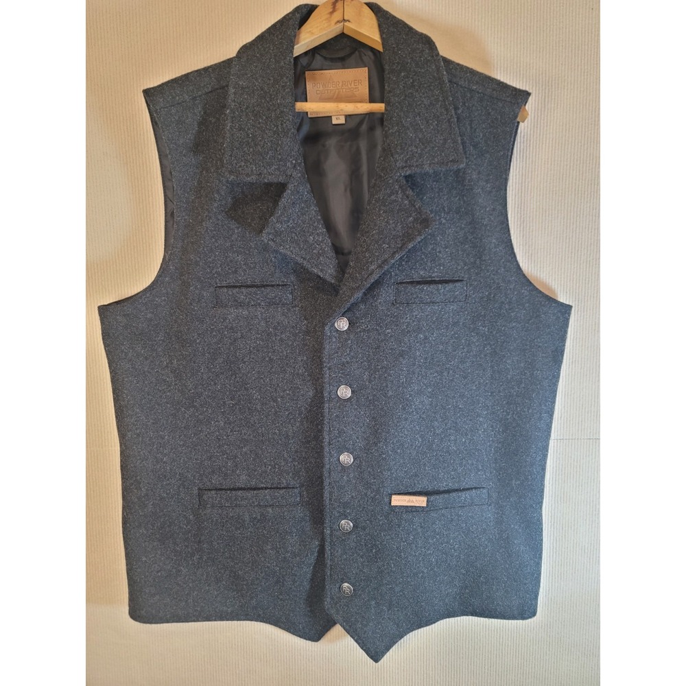 powder river outfitters Vintage Wool Vest XL Gray Metal buttons excellent